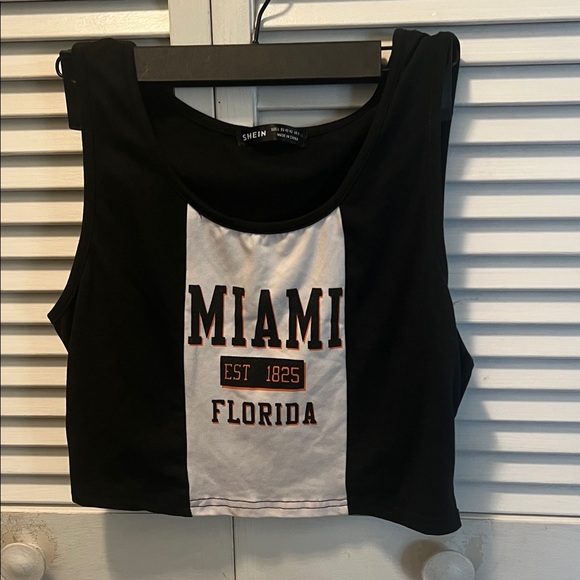 SHEIN Tops - #1270=Black and White Miami Crop Top